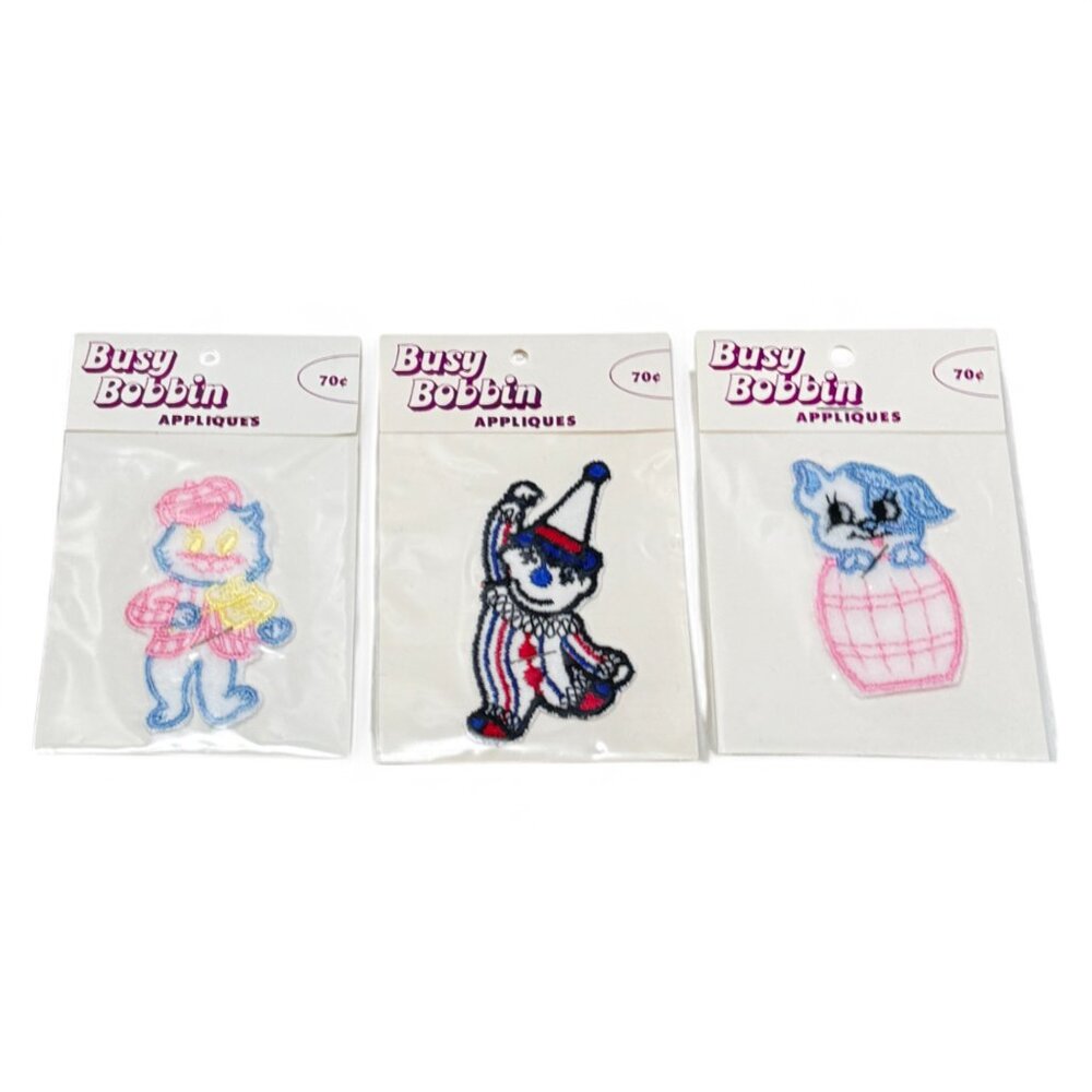Busy Bobbin Appliques Lot 3 Vintage Sewing Dog Cat Clown - Picture 2 of 7